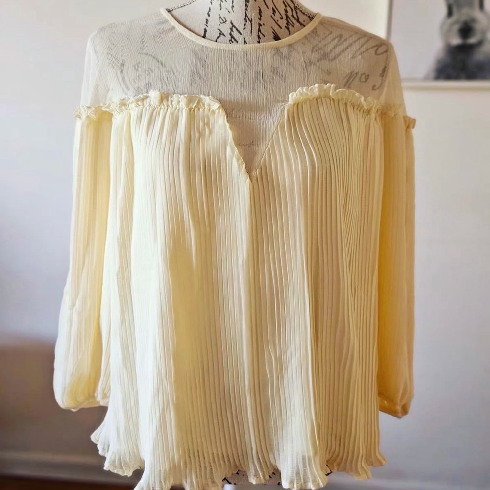 Topshop Cream Pleated Blouse